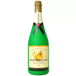 Silly Squeaker Wine Bottle Meow Chased One Large