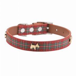 Highland Tartan Dog Collar (Red, Blue) (size: medium)
