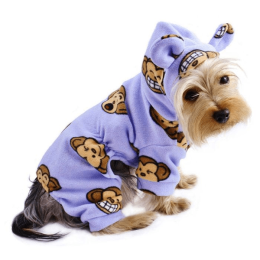 Adorable Silly Monkey Fleece Dog Pajamas/Bodysuit with Hood (size: medium)