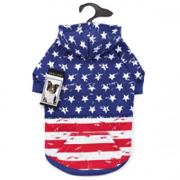 ZZ Distressed American Flag Hoodie (size: large)