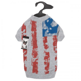 Zack & Zoey Americas Pup Flag Print Tee (size: large)