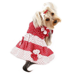 Red & White Polka Dots Sundress with Contrasting Flowers (size: large)