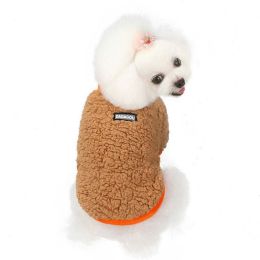 cat and dog clothes autumn and winter warm and fleece (Color: Brown)