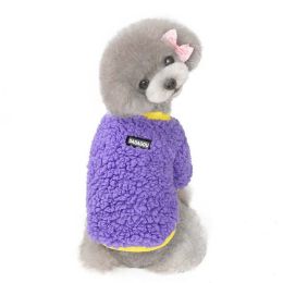 cat and dog clothes autumn and winter warm and fleece (Color: Purple)