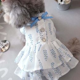 Floral Lace Doggy Skirt (Color: blue bow)