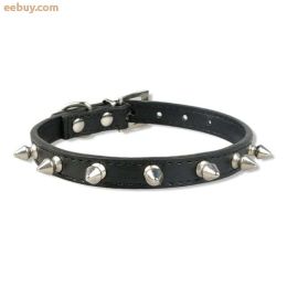 Pet Leather Spike Nail Collars (Color: Black)