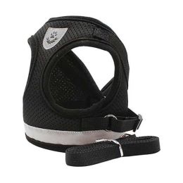 breathable cat harness leash (Color: Black)