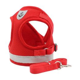 breathable cat harness leash (Color: Red)