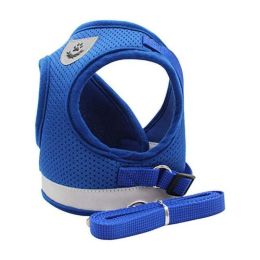 breathable cat harness leash (Color: Blue)