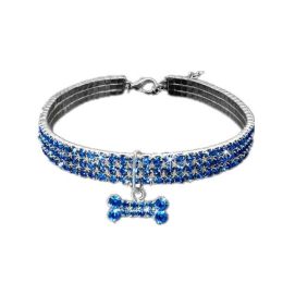 Cat Crystal Necklace Collar (Color: blue bone)
