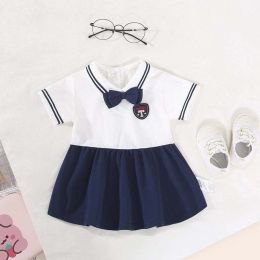 new preppy navy collar dress (Color: Blue)