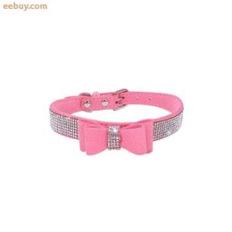 Leather Bow Dog Collar (Color: color1)