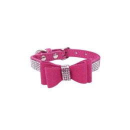 Leather Bow Dog Collar (Color: color2)