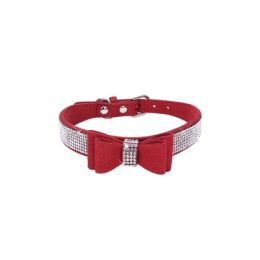 Leather Bow Dog Collar (Color: color3)