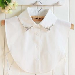 pearl diamond white shirt fake collar (Color: 1)