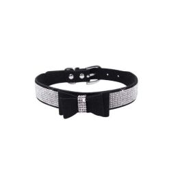 Leather Bow Dog Collar (Color: color4)
