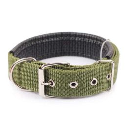 Simple Solid Color Dog Collar (Color: Army Green)