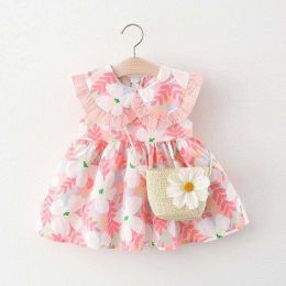 printed skirt doll collar Dresses (Color: Pink)