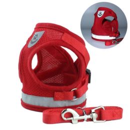 reflective cat harness and leash set (Color: Red)