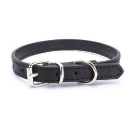 alloy buckle pet dog collar (Color: Black)