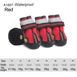 Wholesale 4pcs/set reflective waterproof dog shoes (Color: A1607-Red)