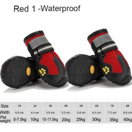 Wholesale 4pcs/set reflective waterproof dog shoes (Color: Red 1)