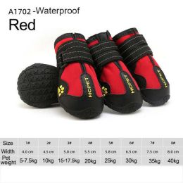 Wholesale 4pcs/set reflective waterproof dog shoes (Color: A1702-Red)