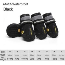 Wholesale 4pcs/set reflective waterproof dog shoes (Color: A1607-Black)
