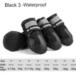 Wholesale 4pcs/set reflective waterproof dog shoes (Color: Black 3)