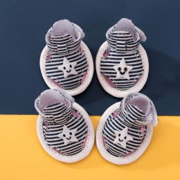 Wholesale Striped Canvas Pet Shoes (Color: Black)