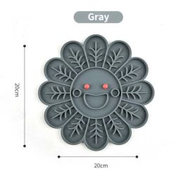 Wholesale pet dog silicone licking plate (Color: C-Flower-Gray)