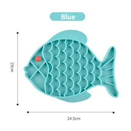 Wholesale pet dog silicone licking plate (Color: C-Fish-Blue)