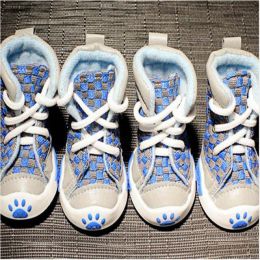 Wholesale 4pcs/set pet dog shoes small dog puppy boots (Color: Blue)