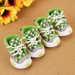 Wholesale 4pcs/set pet dog shoes small dog puppy boots (Color: Green)