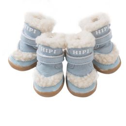 Wholesale autumn winter dog shoes warm snow boots (Color: Blue)