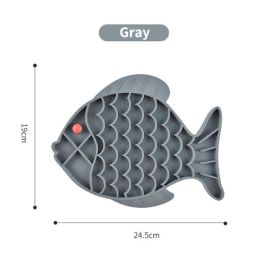 Wholesale pet dog silicone licking plate (Color: C-Fish-Gray)