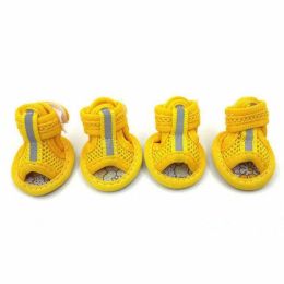 Wholesale 4pcs/lot non-slip puppy shoes (Color: Yellow)