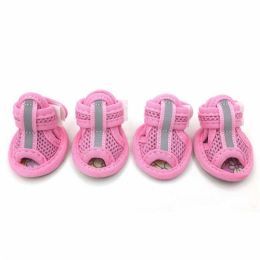 Wholesale 4pcs/lot non-slip puppy shoes (Color: Pink)