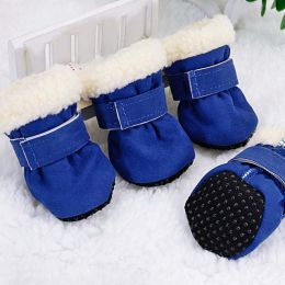 Wholesale 4 Pack Winter Dog Pet Shoes Anti Ski Floor Boots (Color: Blue)