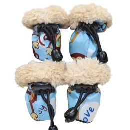 Wholesale 4 Piece Set Pet Winter Rain Boots Soft Sole Dog Shoes (Color: L)