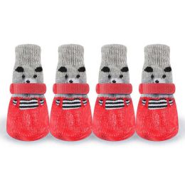 Wholesale 4pcs/set rubber waterproof rain and snow socks (Color: Red Dog Shoes 691)