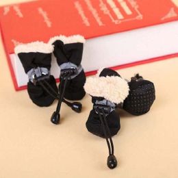 Wholesale 4-Pack Non-Slip Pet Protection Soft Sole Dog Shoes (Color: Black)