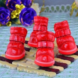 Wholesale 4pcs/set pet warm non-slip waterproof snow boots (Color: R)