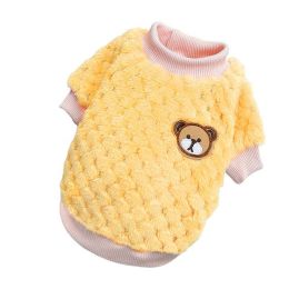 Bear Embroidery Winter Pet Dog Vest (Color: Yellow)