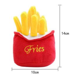 Burger Dog Chew Squeak Toy Anti Bite (Color: Fries)