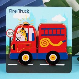 Children's wooden puzzle (Color: fire truck)