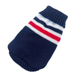 Christmas cat and dog sweaters (Color: blue stripe)