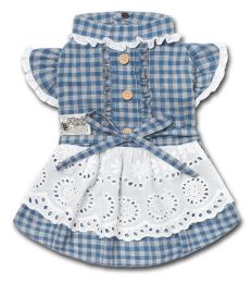 Touchdog 'I love Poochi' Classical Fashion Plaid Dog Dress (Color: Blue)