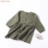 Solid Color Cotton Linen Long Sleeve Dress